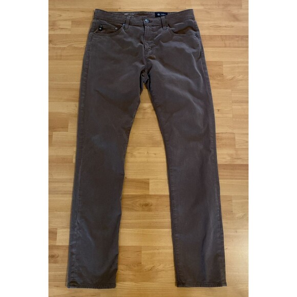AG Adriano Goldschmied Everett Size 33x34 Slim Straight Brown Chino Pants Mens - Picture 1 of 13